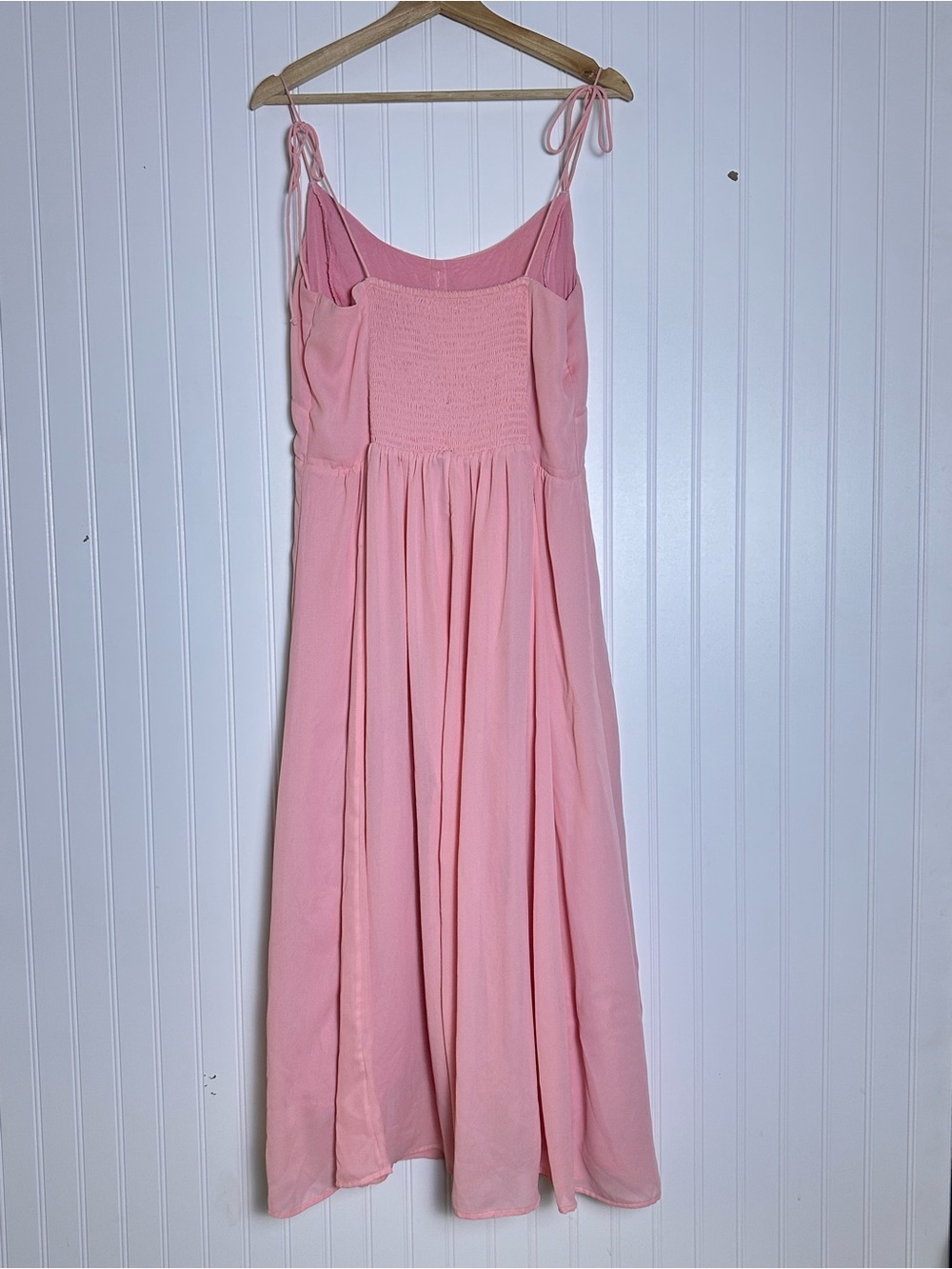 Abercrombie & Fitch Tie-Strap Corset Midi Dress Light Pink L Corset Split - Picture 9 of 14
